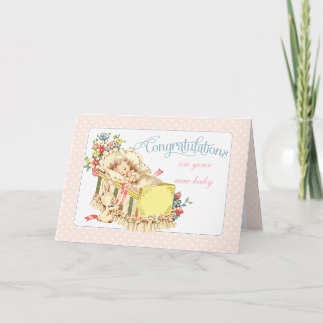 Vintage Congratulations for New Baby Card (Front)