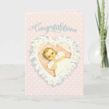 Vintage Congratulations For New Baby Card by jardinsecret at Zazzle