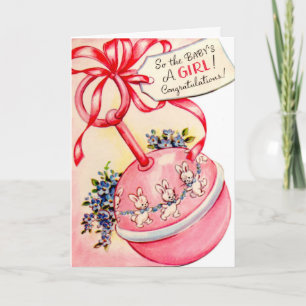 Vintage Congratulations New Baby Girl card