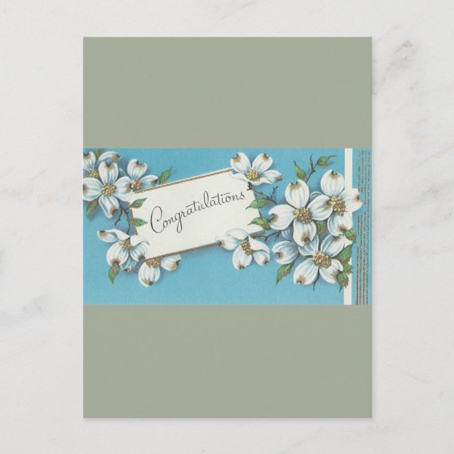 Vintage Congratulations With Dogwood Postcard (Front)