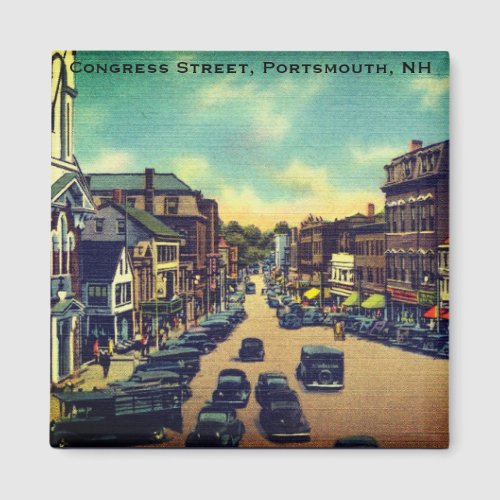 Vintage Congress Street Portsmouth NH Photo Magnet