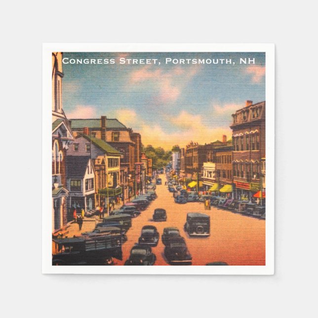 Vintage Congress Street, Portsmouth, NH Photo Napkins (Front)