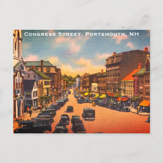 Vintage Congress Street, Portsmouth, NH Photo Postcard