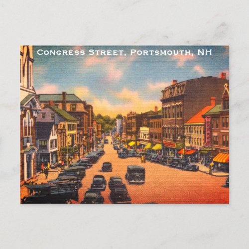 Vintage Congress Street Portsmouth NH Photo Postcard