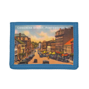 Vintage Congress Street, Portsmouth, NH Photo Tri-fold Wallet