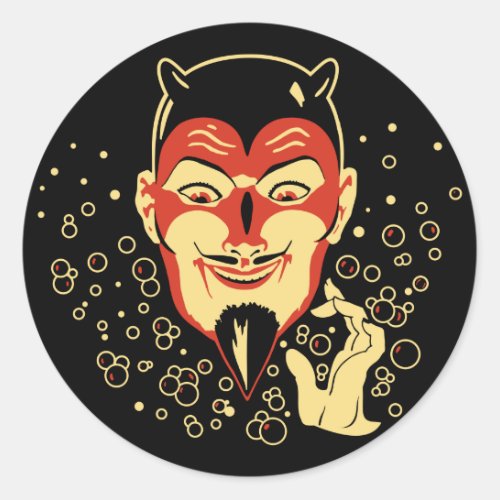 Vintage Conjuring Devil Halloween Sticker