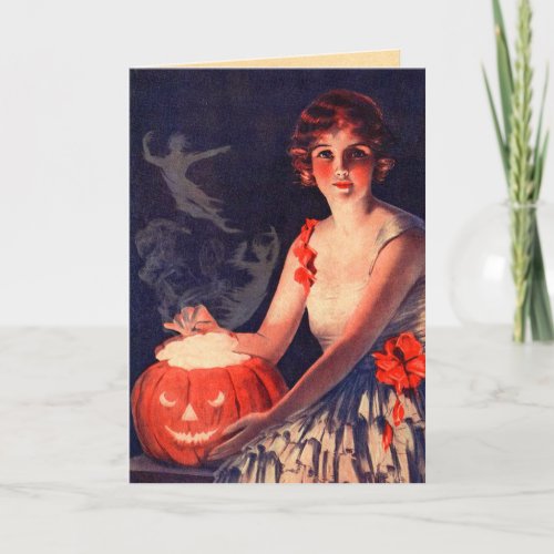 Vintage Conjuring Spirits Halloween Card