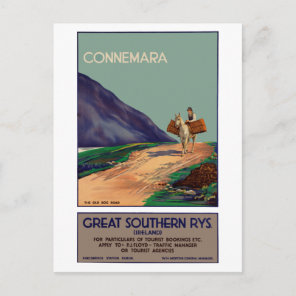 Vintage Connemara Ireland Travel Poster Postcard