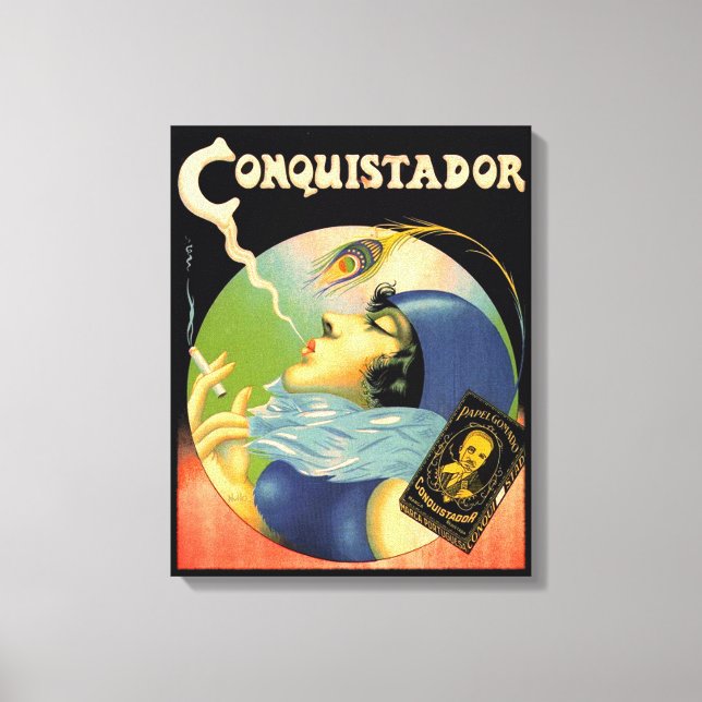 Vintage Conquistador Cigarettes Tobacco 1930s Canvas Print (Front)