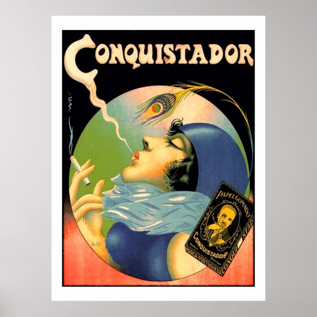 Vintage Conquistador Cigarettes Tobacco 1930s Poster (Front)