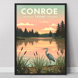 Vintage Conroe Texas Poster