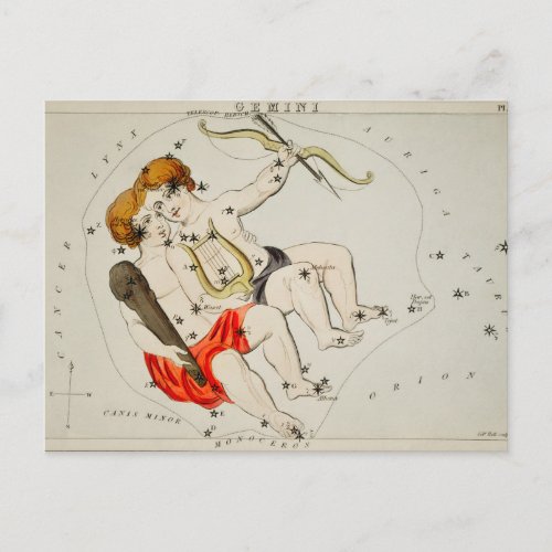 Vintage Constellation Illustration Postcard
