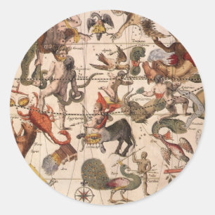 Vintage Constellation Star Map by Backer and Broen Classic Round Sticker