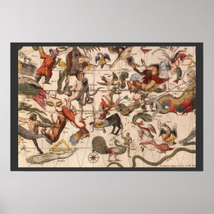 Vintage Constellation Star Map by Backer and Broen Poster