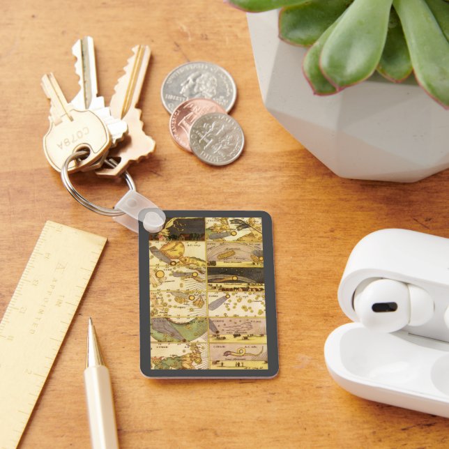 Vintage Constellations, Antique Astronomy & Stars Keychain (Desk)