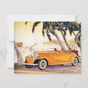 Vintage Convertible Car Family Vacation Invitation