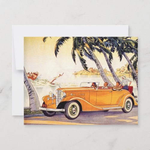 Vintage Family Vacation in a Convertible Car Custom Invitation