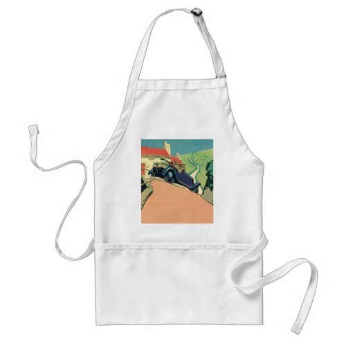 Vintage Convertible Car Road Trip in the Country Adult Apron