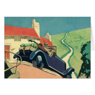Vintage Convertible Car Road Trip in the Country Cards