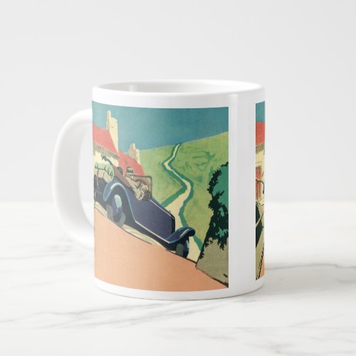 Vintage Convertible Car Road Trip in the Country Large Coffee Mug