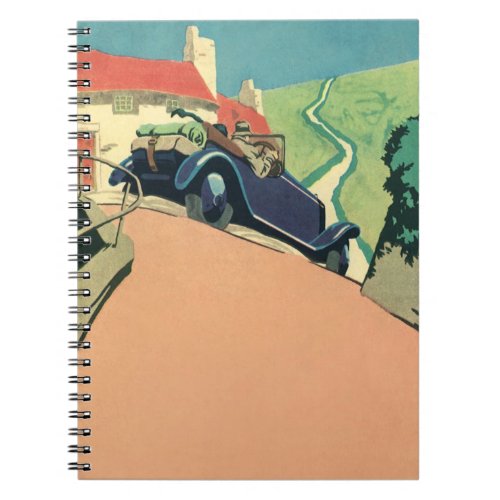 Vintage Convertible Car Road Trip in the Country Notebook