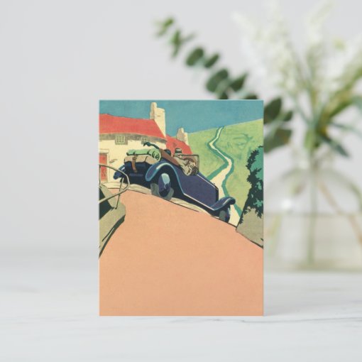 Vintage Convertible Car Road Trip in the Country Postcard | Zazzle