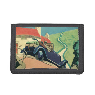 Vintage Convertible Car Road Trip in the Country Tri-fold Wallet