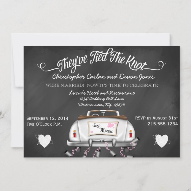 Vintage Convertible Chalkboard Post Wedding Invite (Front)