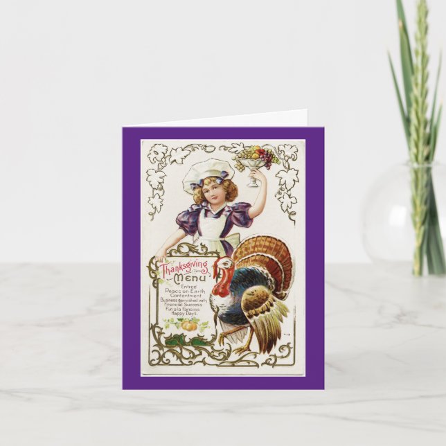 Vintage Cook With Turkey Card (Front)