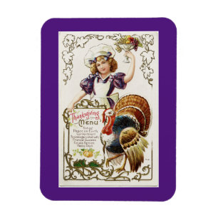 Vintage Cook With Turkey Magnet