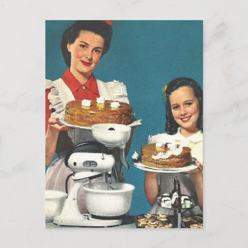 Vintage Cookbook Happy Homemaker Postcard