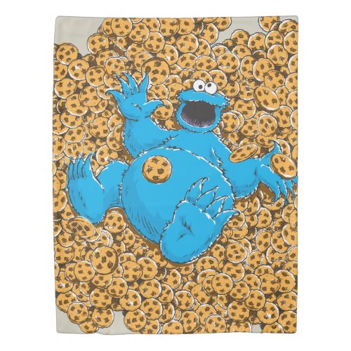 Vintage Cookie Monster and Cookies Duvet Cover