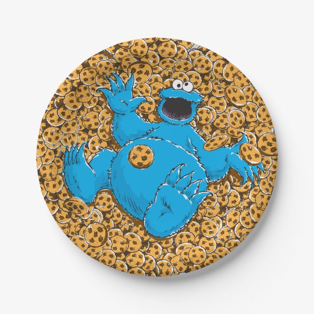 Vintage Cookie Monster and Cookies Paper Plates (Front)