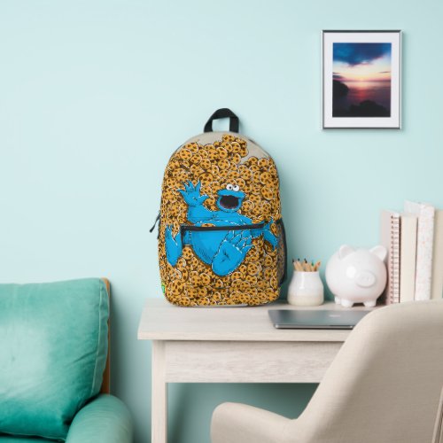 Vintage Cookie Monster and Cookies Printed Backpack