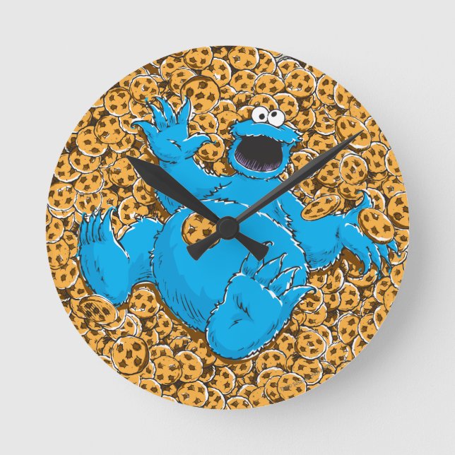 Vintage Cookie Monster and Cookies Round Clock (Front)