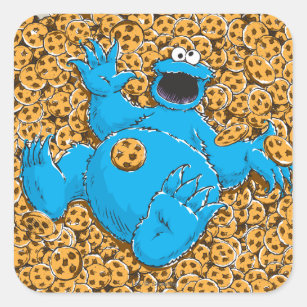 Vintage Cookie Monster and Cookies Square Sticker
