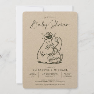 Vintage Cookie Monster Baby Shower Invitation