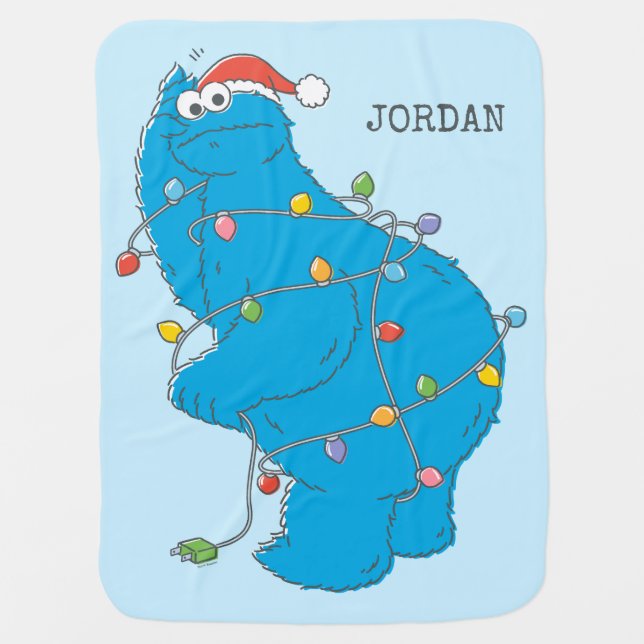 Vintage Cookie Monster Christmas Lights Baby Blanket (Front)