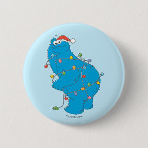 Vintage Cookie Monster Christmas Lights Button