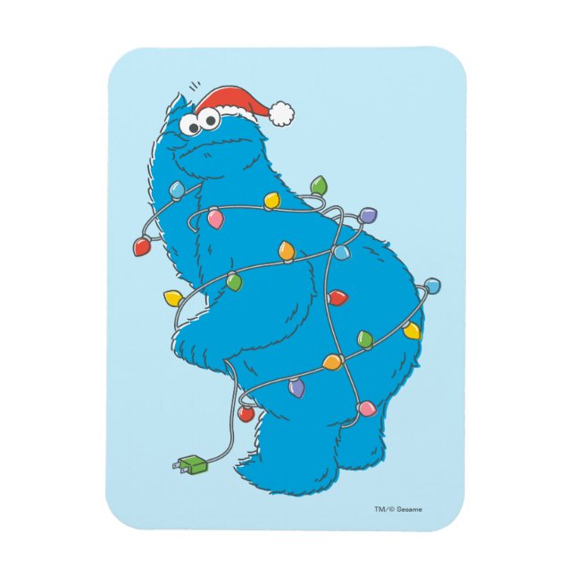 Vintage Cookie Monster Christmas Lights Magnet (Vertical)
