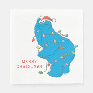 Vintage Cookie Monster Christmas Lights Napkins