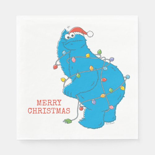 Vintage Cookie Monster Christmas Lights Napkins