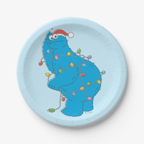 Vintage Cookie Monster Christmas Lights Paper Plates