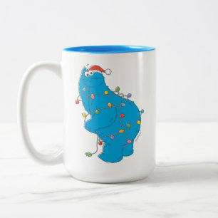 Vintage Cookie Monster Christmas Lights Two-Tone Coffee Mug