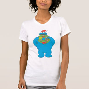 Vintage Cookie Monster Christmas Wreath T-Shirt