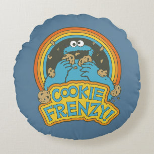 Vintage Cookie Monster Cookie Frenzy Round Pillow