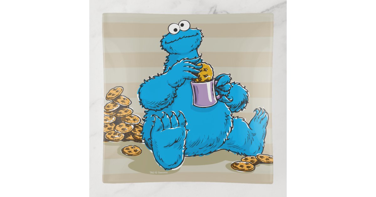 Vintage Cookie Monster Eating Cookies 2 Trinket Trays | Zazzle.com