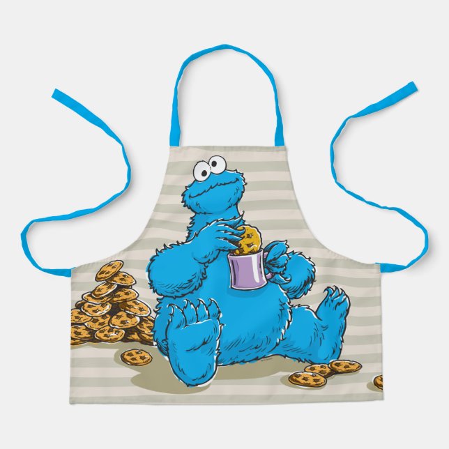 Vintage Cookie Monster Eating Cookies Apron (Front)