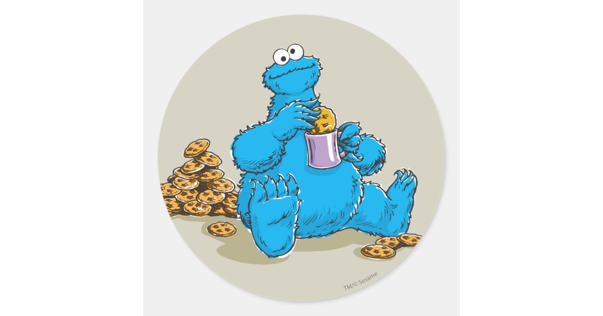 Vintage Cookie Monster Eating Cookies Classic Round ...