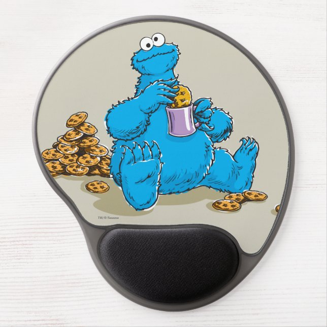 Vintage Cookie Monster Eating Cookies Gel Mouse Pad (Front)